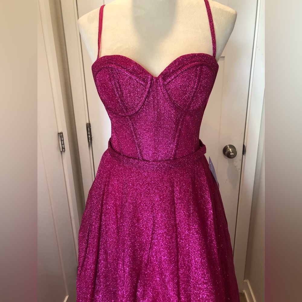 Glitter A-Line Sweetheart Open Back Long Prom Dress - Picture 6 of 6